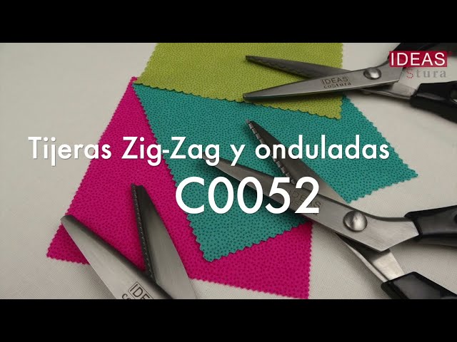 Vídeo relacionado con KUONIIY Tijeras dentadas (2 piezas, bordes dentados y ondulados) con tijeras para hilo, tijeras en zigzag con mango cómodo, para cortar tela, naranja negro