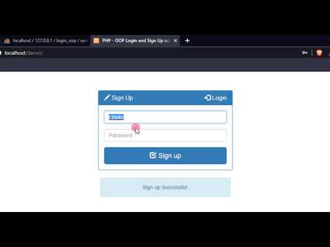 Creating a Login and Sign Up using PHP/OOP and AJAX/jQuery Tutorial Demo