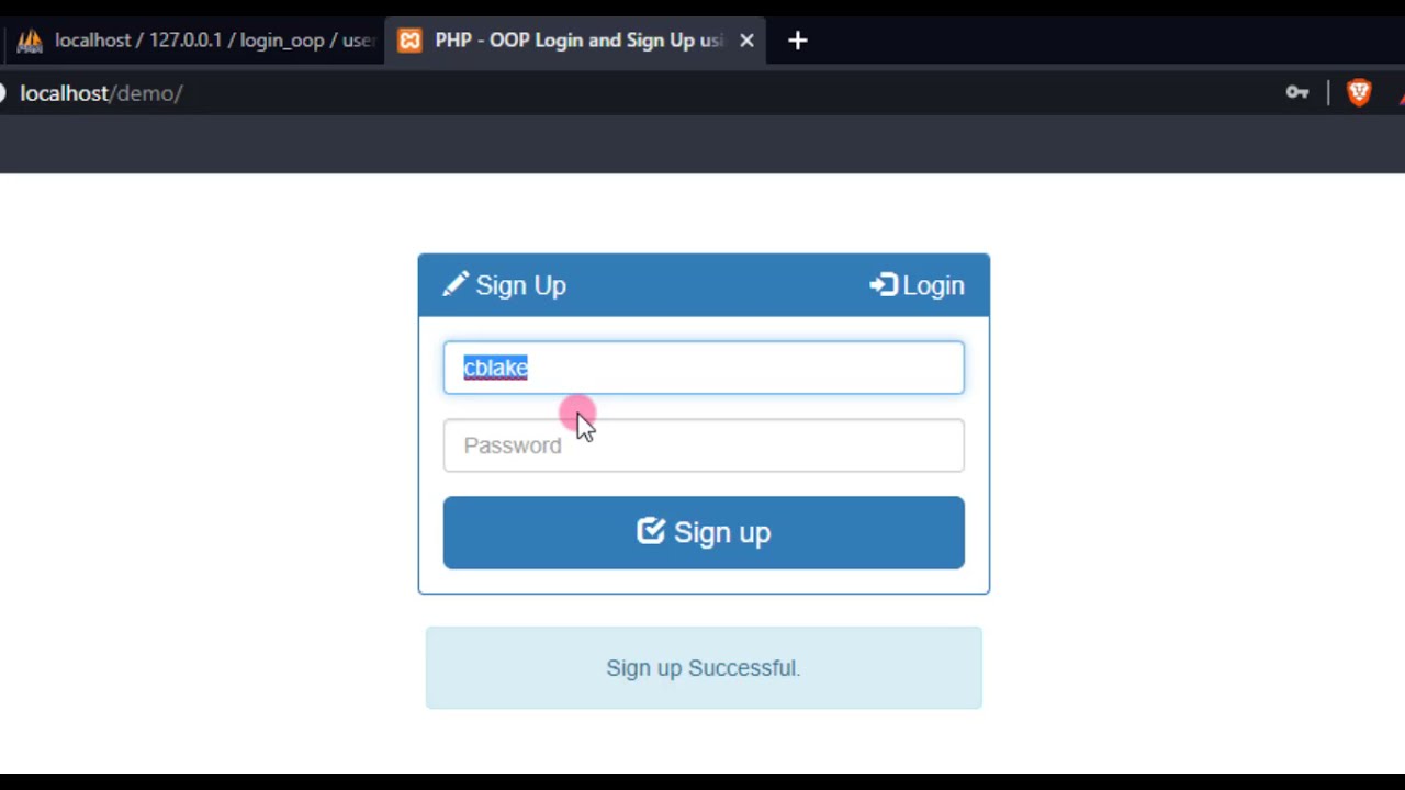 Creating a Login and Sign Up using PHP/OOP and AJAX/jQuery Tutorial Demo
