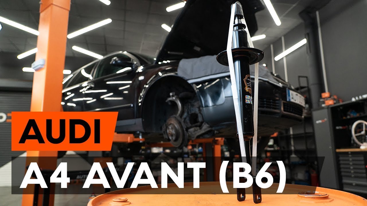 Kuinka vaihtaa joustintuki eteen Audi A4 B6 Avant-autoon – vaihto-ohje