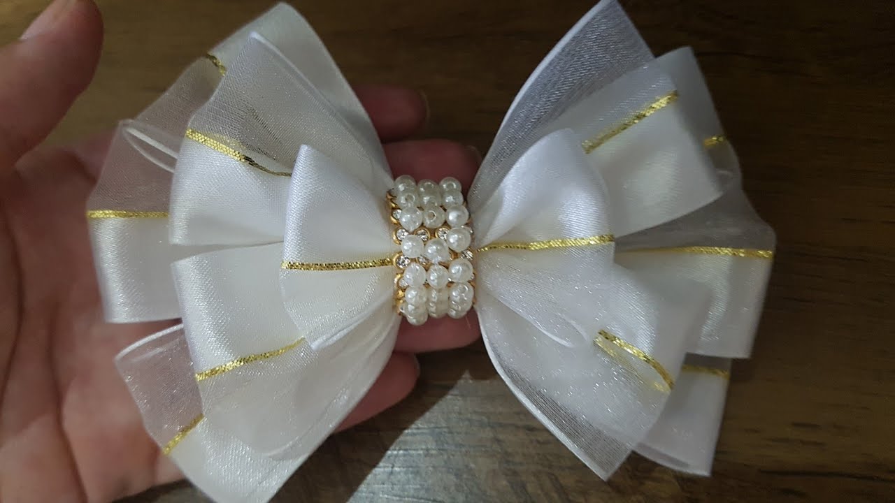 Laço fita de organza e cetim