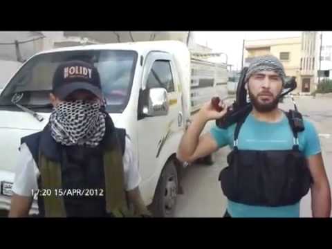 مظاهرة بحماية كتيبة الوادي في مدينة القصير في ريف حمص