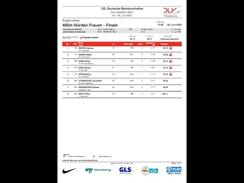 Finale 400 m Hürden Deutsche Meisterschaft 2022 Berlin