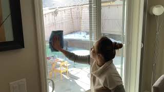 Best way to clean glass windows, glass patio door and glass shower inside and out.