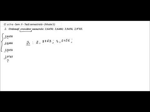Teza - cl. 5 - Sem. II - Model 3 - ex. 2 - ordonarea crescatoare a unor fractii zecimale finite