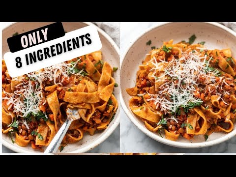 8 Ingredient PANTRY Easy Lentil Bolognese - Simple & Vegan