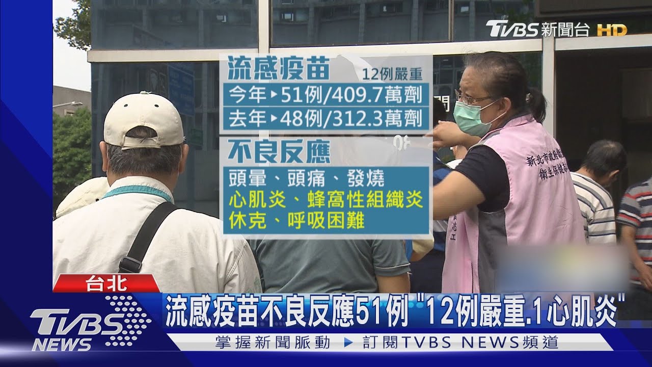 流感疫苗不良反應51例 「12例嚴重、1心肌炎」