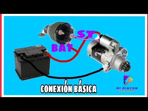 Basic connection of a battery and a starter motor