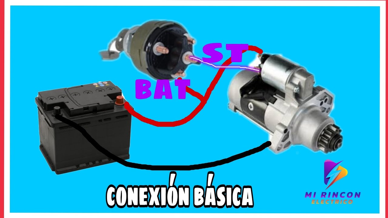 Conexión básica de una batería y un motor de partida ( arranque )