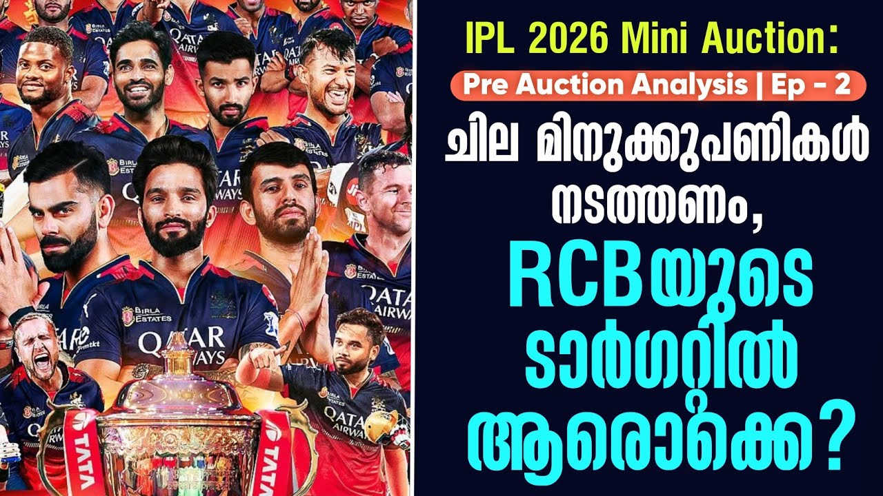 IPL 2026 Mini Auction:ചില മിനുക്കുപണികൾ നടത്തണം,RCBയുടെ ടാർഗറ്റിൽ ?