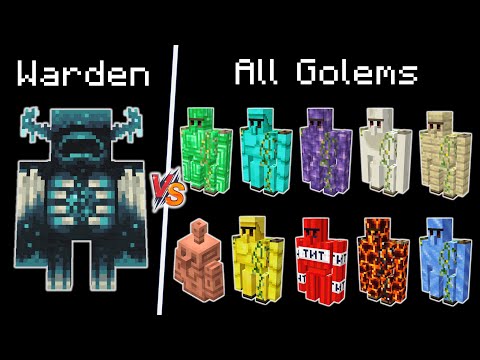 Warden vs all golems in Minecraft - Warden vs Every golem - Warden vs all golem types in Minecraft