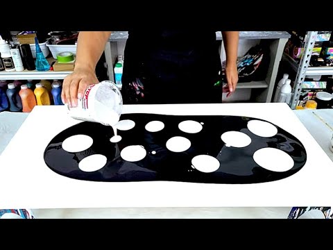 This New Color is Fabulous!  Pearl Yellow with a Unique Puddle Pour Design! - Acrylic Pouring