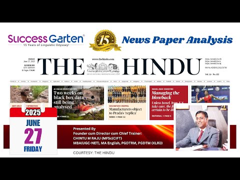 Newspaper Analysis - The Hindu Daily, Chintu M Raju!