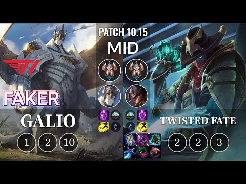 T1 Faker Galio vs Twisted Fate Mid - KR Patch 10.15