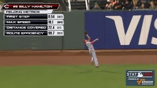 CIN@SF: Hamilton covers 72.4 feet on great catch