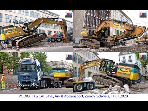 VOLVO FH XXL & CAT 349E, Ab- & Aufladen / Loading, Zürich, SWITZERLAND, 11.07.2020.