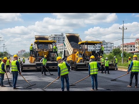 Amazing Step-by-Step Advanced Road Paving Machines | Modern Gravel Road Construction Process
