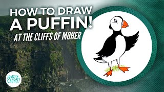 How To Draw A Puffin At The Cliffs Of Moher | Party Create!