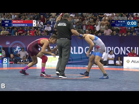 GOLD FS - 58 kg: A. MAGHSOUDI (IRI) df. V. ARUJAU (USA), 12-8