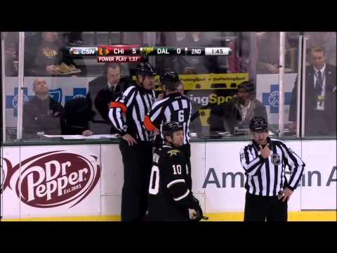 Brent Seabrook vs Antoine Roussel fight Mar 16 2013 Chicago Blackhawks vs Dallas Stars NHL Hockey
