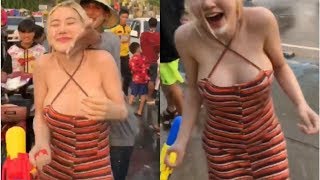 （影音）DJ Soda潑水節濕身 胸前2粒碗公奶晃到差點掉出來 - 自由娛樂