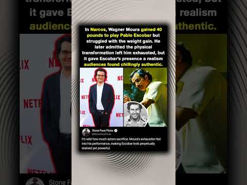 In Narcos, Wagner Moura gained 40 pounds to play Pablo Escobar but struggled with the weight gain.