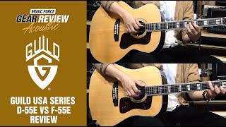 Video thumbnail for Guild USA Series D-55E VS F-55E Review by Music Force Official