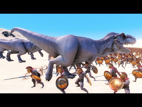 30000 SPARTANS VS 1000 T-REX VERY BIG - Ultimate Epic Battle Simulator - UEBS