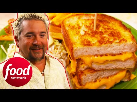 Guy Tries The Perfect "KILLER" Grilled Cheese Sandwich | Diners, Drive-Ins & Dives