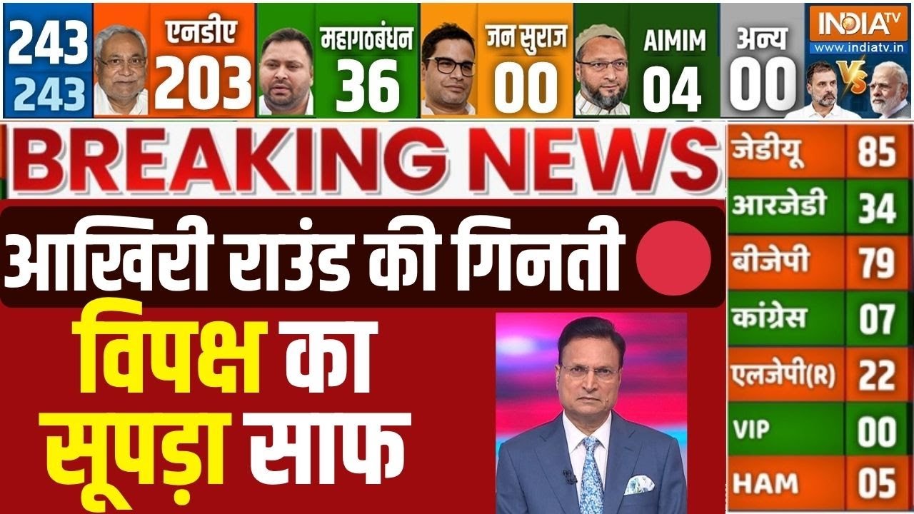 30th Round Counting Bihar Election 2025 Result LIVE: आखिरी राउंड की खुली वोटिंग विपक्?