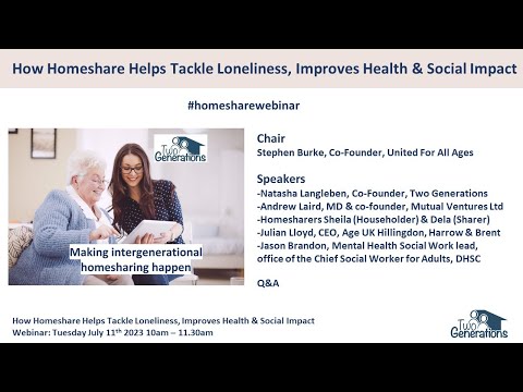 Two Generations Webinar: How Homeshare Helps Tackle Loneliness, Improves Health & Social Impact