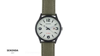 Sekonda Orologio Uomo Analogico Al Quarzo - Modello 1828, Grigio, Cinturino In Pelle Marrone, Stile Militare