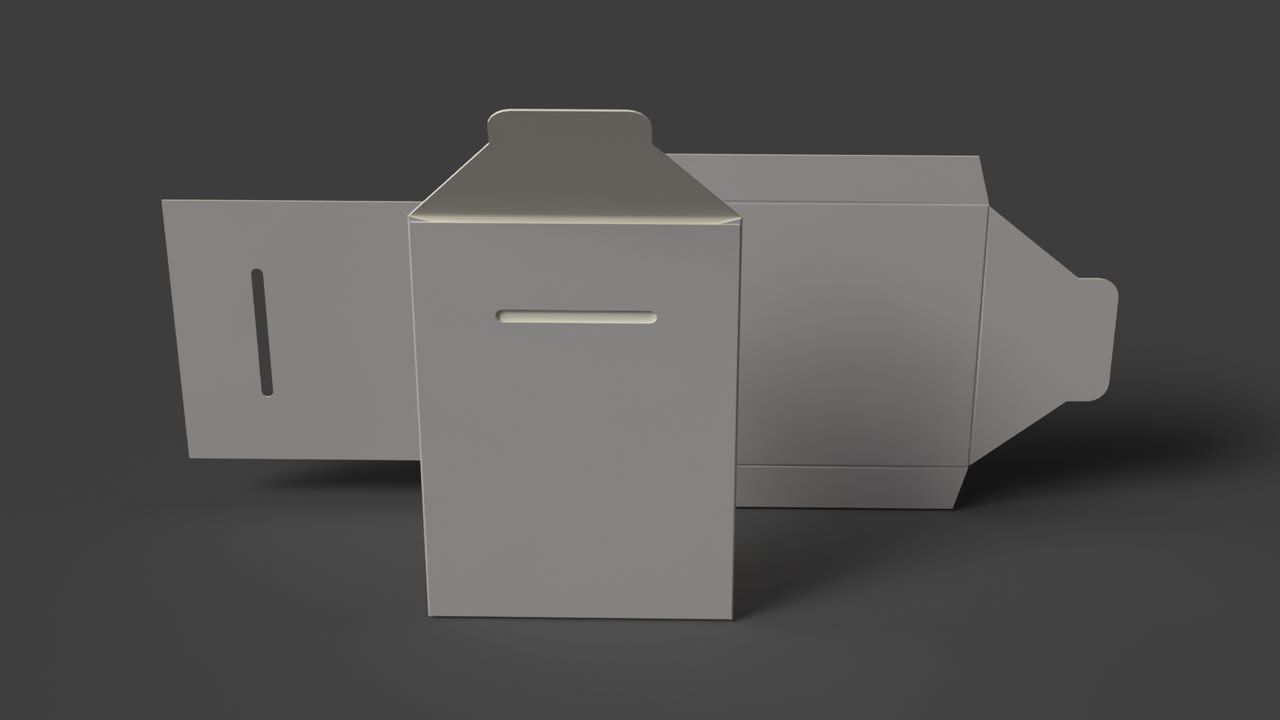 A cardboard wallet with a flap closure Assembled and disassembled packaging 3D Model