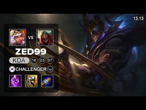 ZED99 Zed vs Qiyana Mid - KR Challenger - Patch 13.13 Season 13