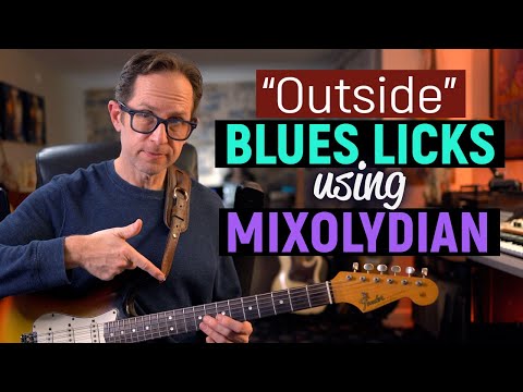 "Outside" Blues licks using the Mixolydian scale - Jerry Garcia inspired -  Guitar Lesson -EP625