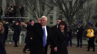 U.S. Vice President Mike Pence walking in inauguration archival stock footage