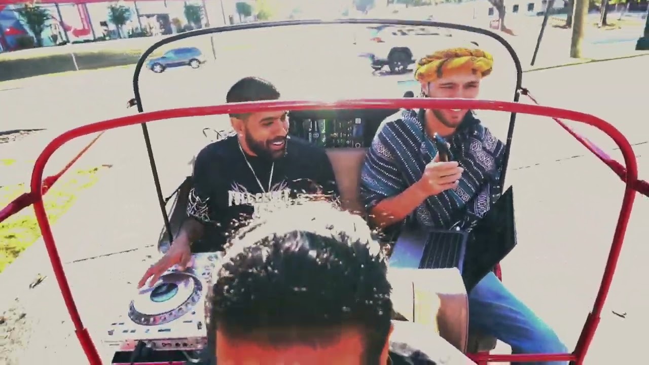 DJ set inside a rickshaw America