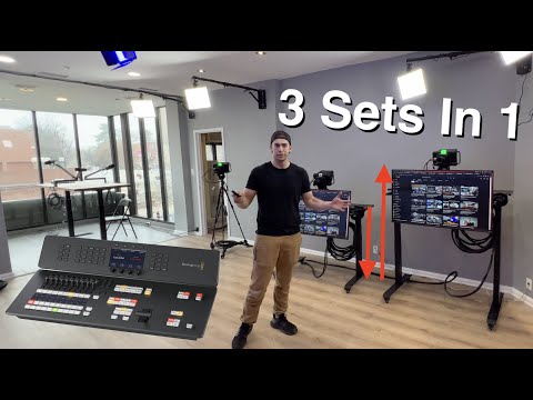 Atem Television Studio HD8 ISO Podcast Setup:  w/ Motorized Legs For Cameras!
