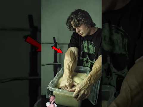 ForearmWorkout with rice bucket 💪🏻💀 #forearms #workout #shortvideo