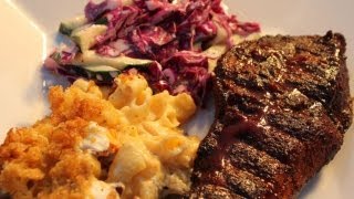preview picture of video 'Smoked Country Ribs, Smoked Mac n Cheese and Red Cabbage Cucumber Cole Slaw Recipe'