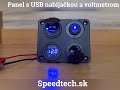 Panel 12V / 24V - 1x kolískový spínač / voltmeter / 2x USB zásuvka/ CL zásuvka - Video Youtube