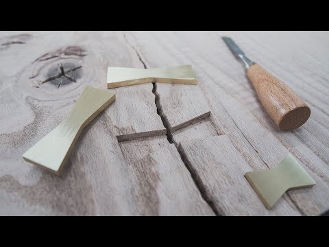 5 EASY Steps to Inlay BRASS BOWTIE KEY into WOOD - ASMR