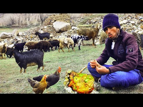 Shepherd in Rainy Weather in the Baba Mountains of Afghanistan  | Afghanistan Village Life