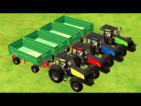 HARVESTING AND LOAD SOYBEAN WITH COLORED VALTRA TRACTORS - Farming Simulator 22