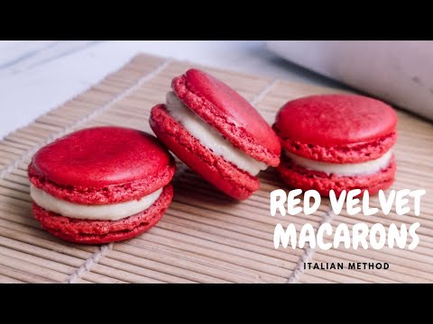 RED VELVET MACARONS | ITALIAN METHOD | Velly Pricilya