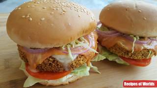 Crispy Chicken Burger Recipe ,Homemade Chicken Burger Recipe