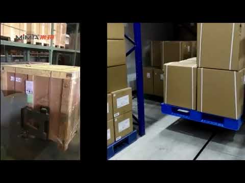 MIMA stand on type 3 way pallet stacker (VNA) - operation demo at customer's warehouse