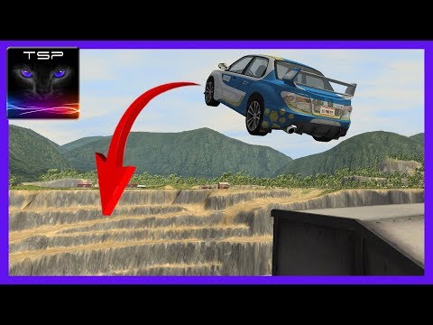 BeamNG drive - JUMPING CARS into QUARRY - Slow Motion Crashes