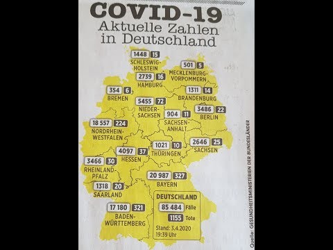In Germania Oggi: 4-Aprile-2020- 85.484 positivi -1155 i morti