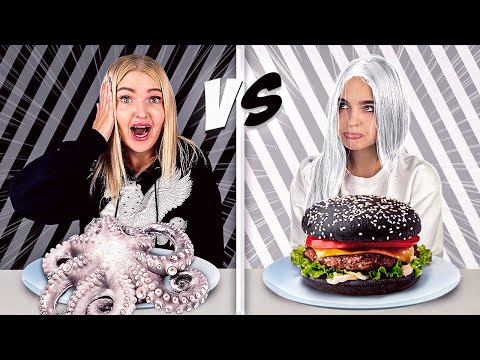 Черно-белый челлендж! 24 часа едим только БЕЛУЮ или ЧЁРНУЮ еду CHALLENGE😱